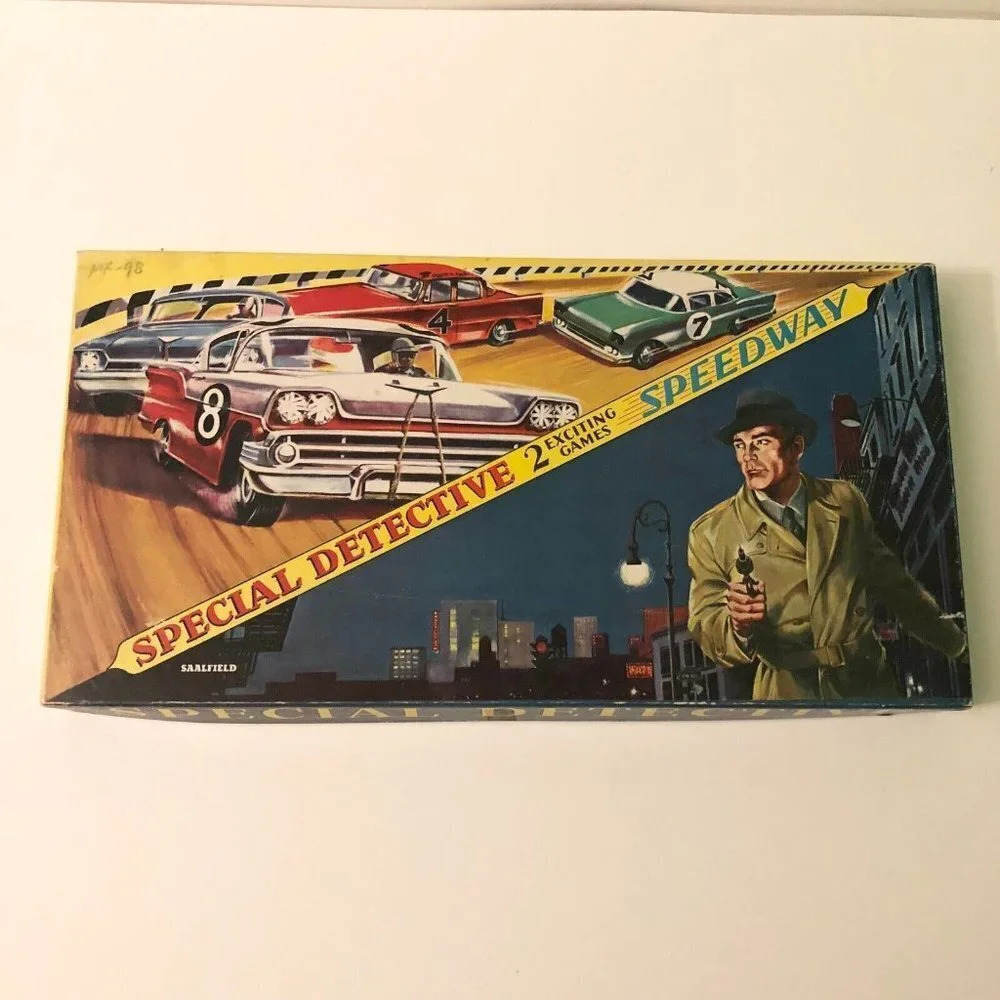 Vintage 1959 Special Detective Speedway Car Racing Board Game Saalfield Pub Co